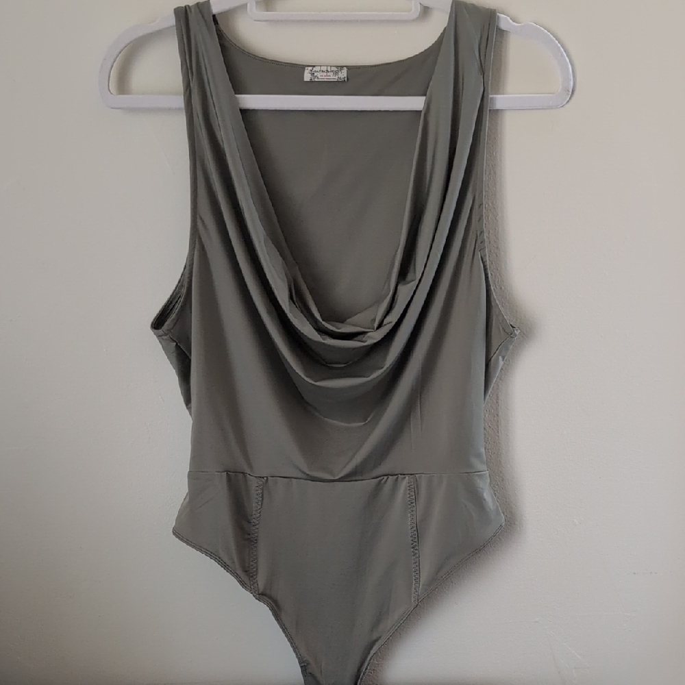 Gray Draped Bodysuit